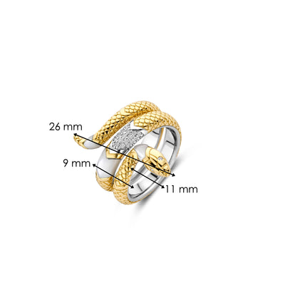 Ti Sento Gold Vermeil Pearl Cubic Zirconia Snake Ring