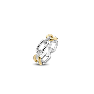 Ti Sento Gold Silver Cubic Zirconia Link Ring