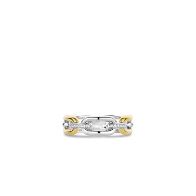Ti Sento Gold Silver Cubic Zirconia Link Ring