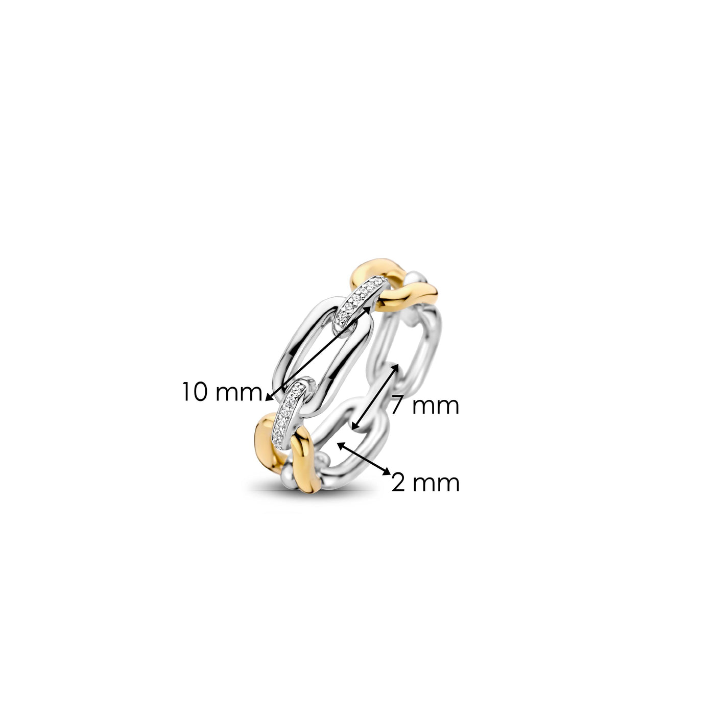 Ti Sento Gold Silver Cubic Zirconia Link Ring