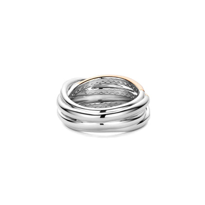 Ti Sento Intertwined Tricolour Bands Ring