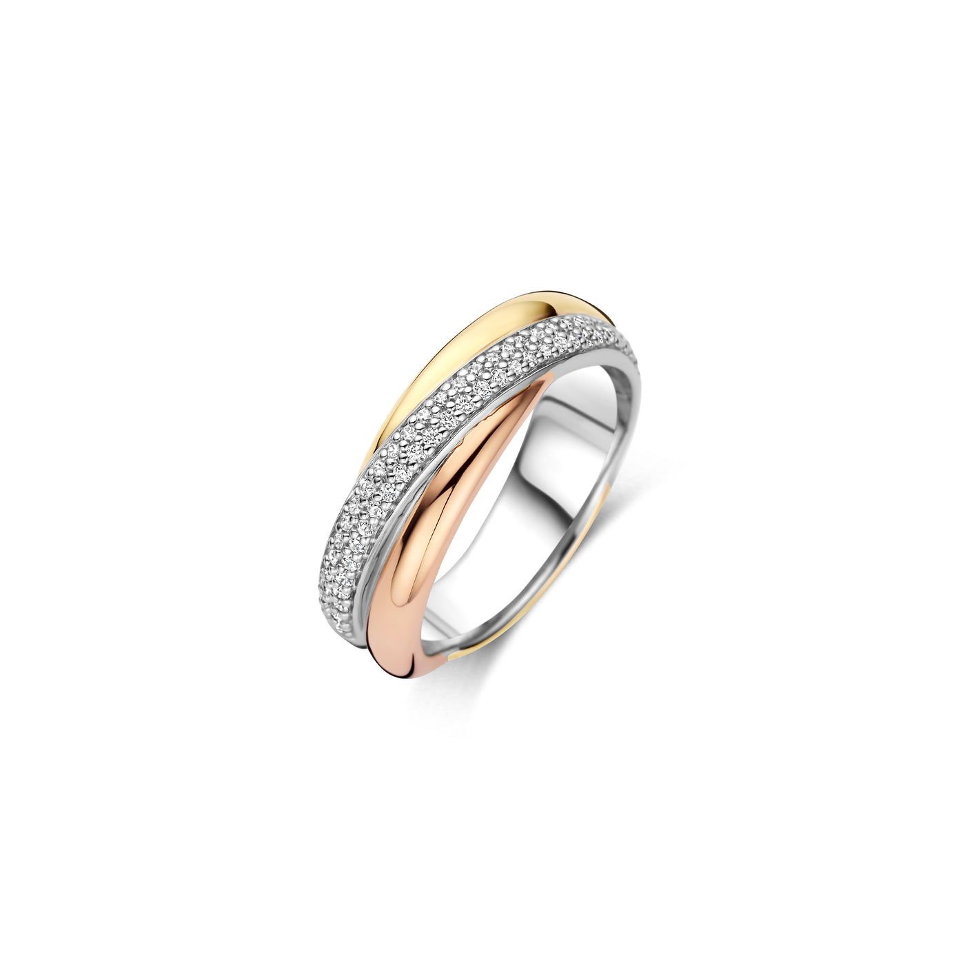 Ti Sento Gold Rose Gold Silver Zirconia Ring