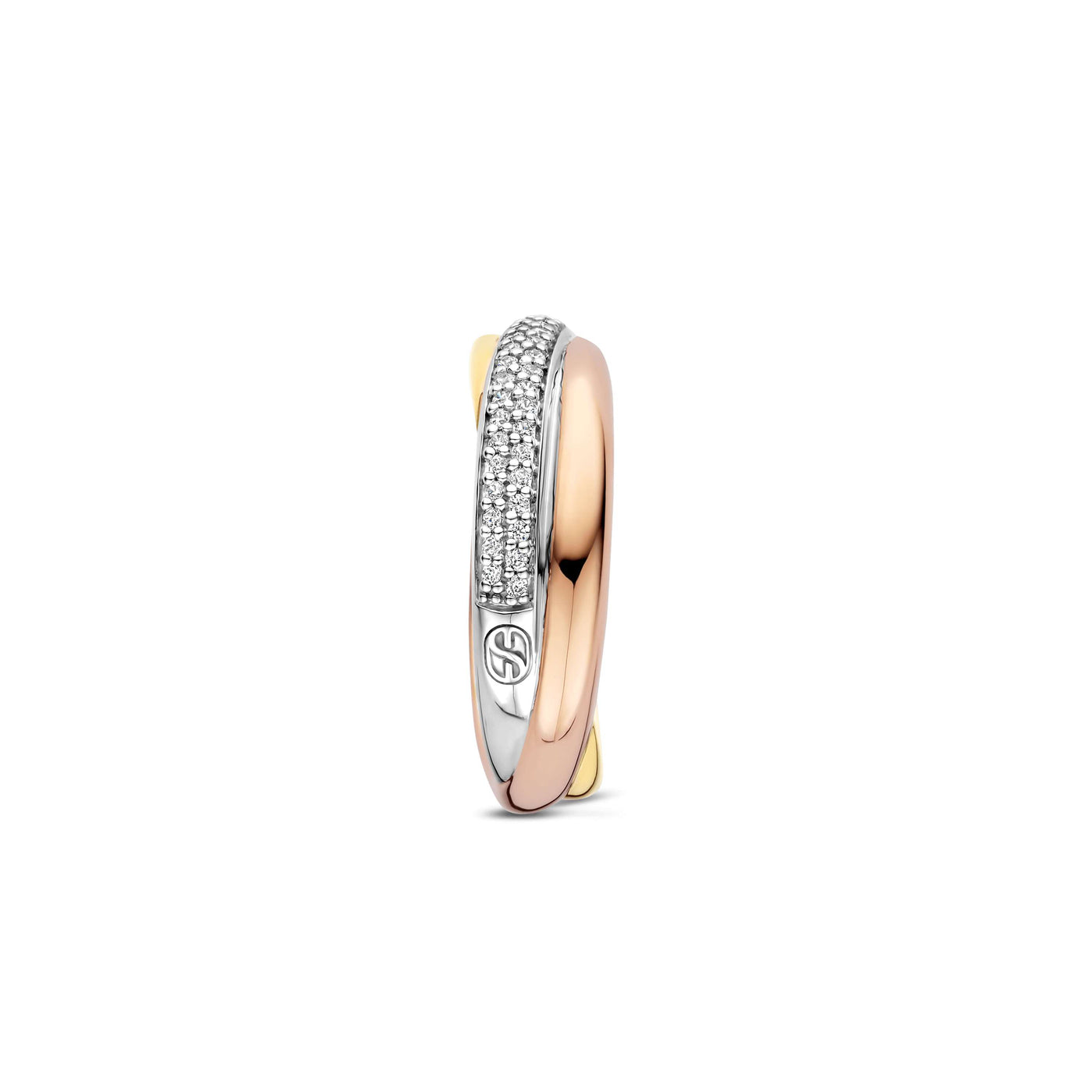 Ti Sento Gold Rose Gold Silver Zirconia Ring