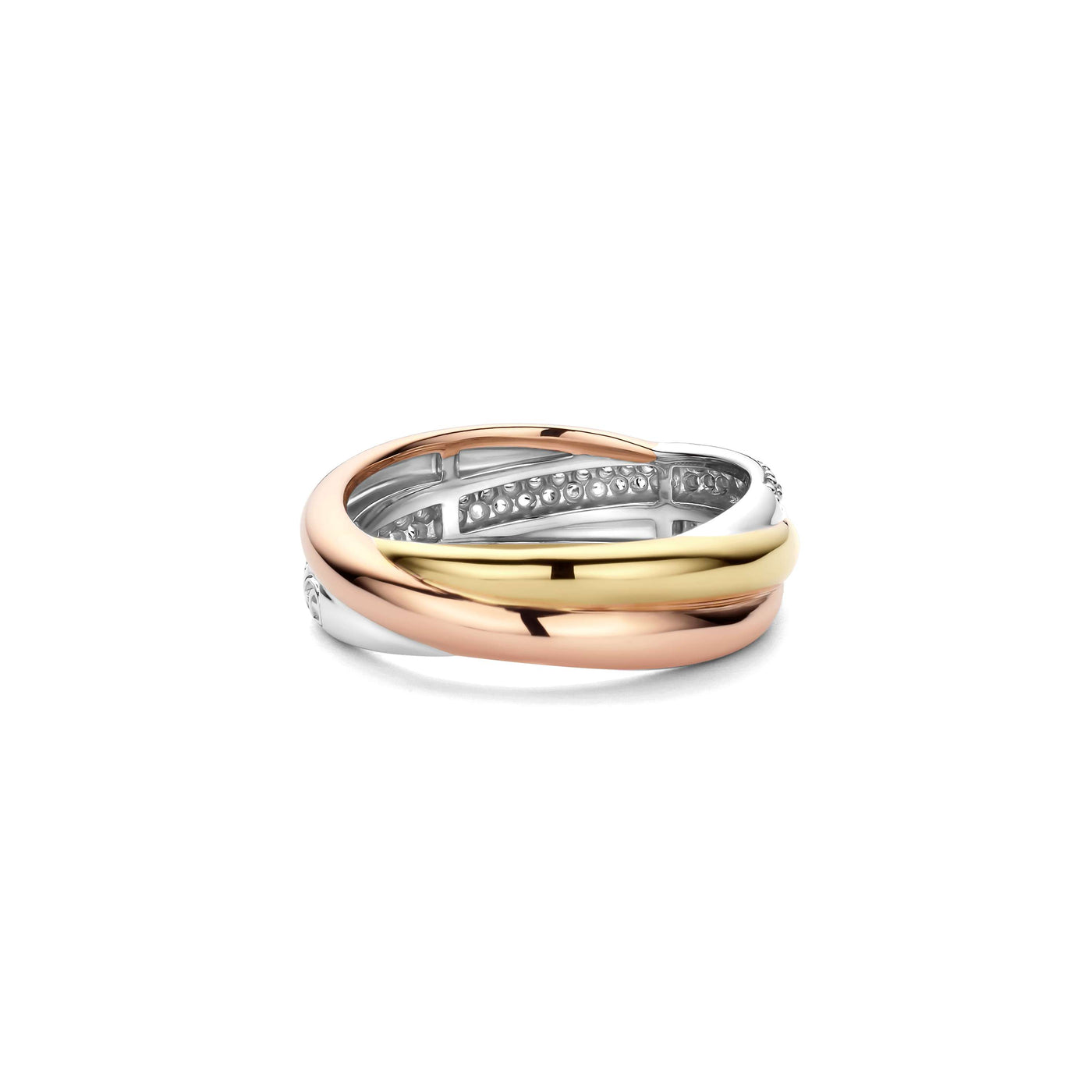 Ti Sento Gold Rose Gold Silver Zirconia Ring