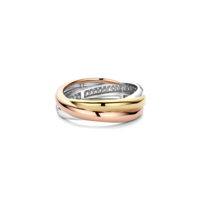 Ti Sento Gold Rose Gold Silver Zirconia Ring