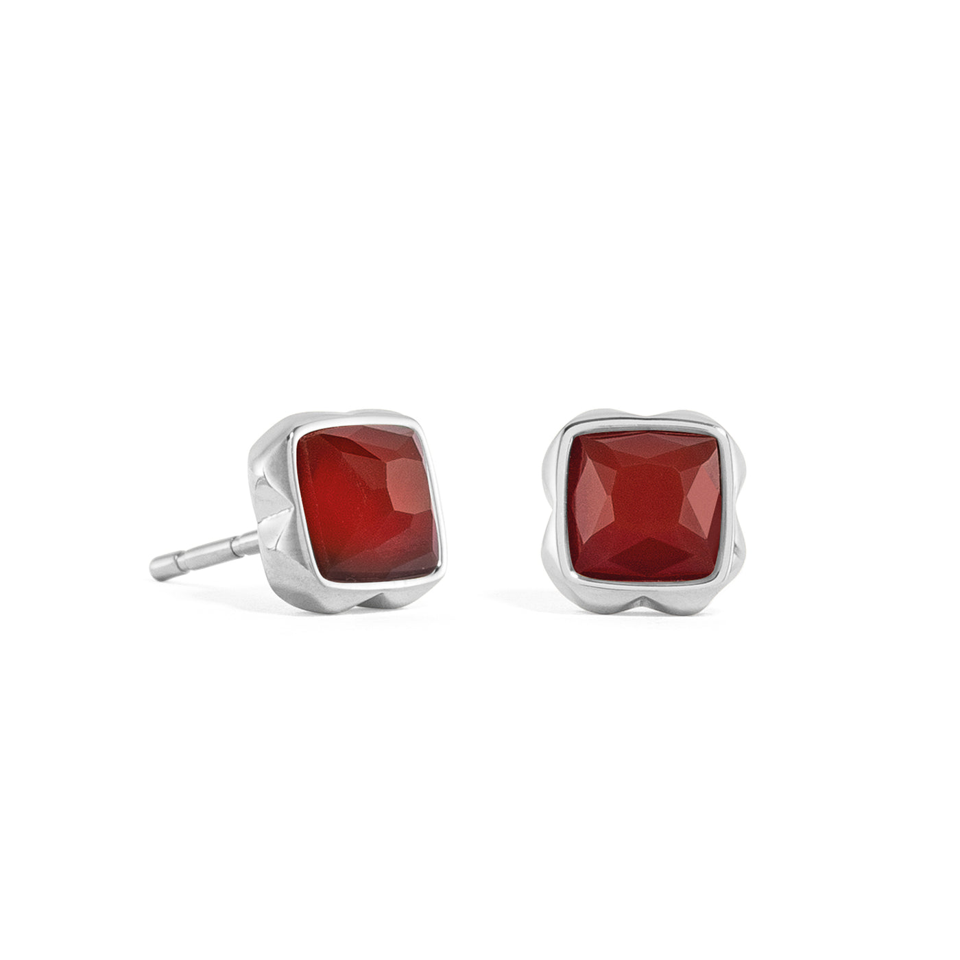 Coeur De Lion January Birthstone Red Agate Stud Earrings