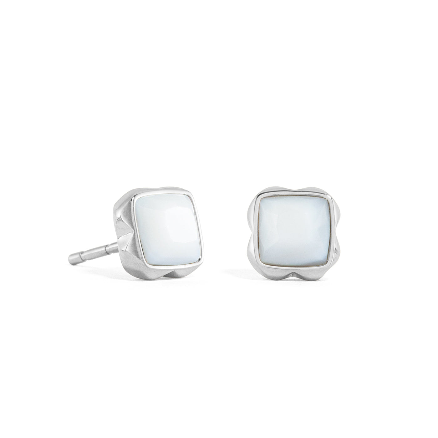 Coeur De Lion April Birthstone White Quartz Stud Earrings