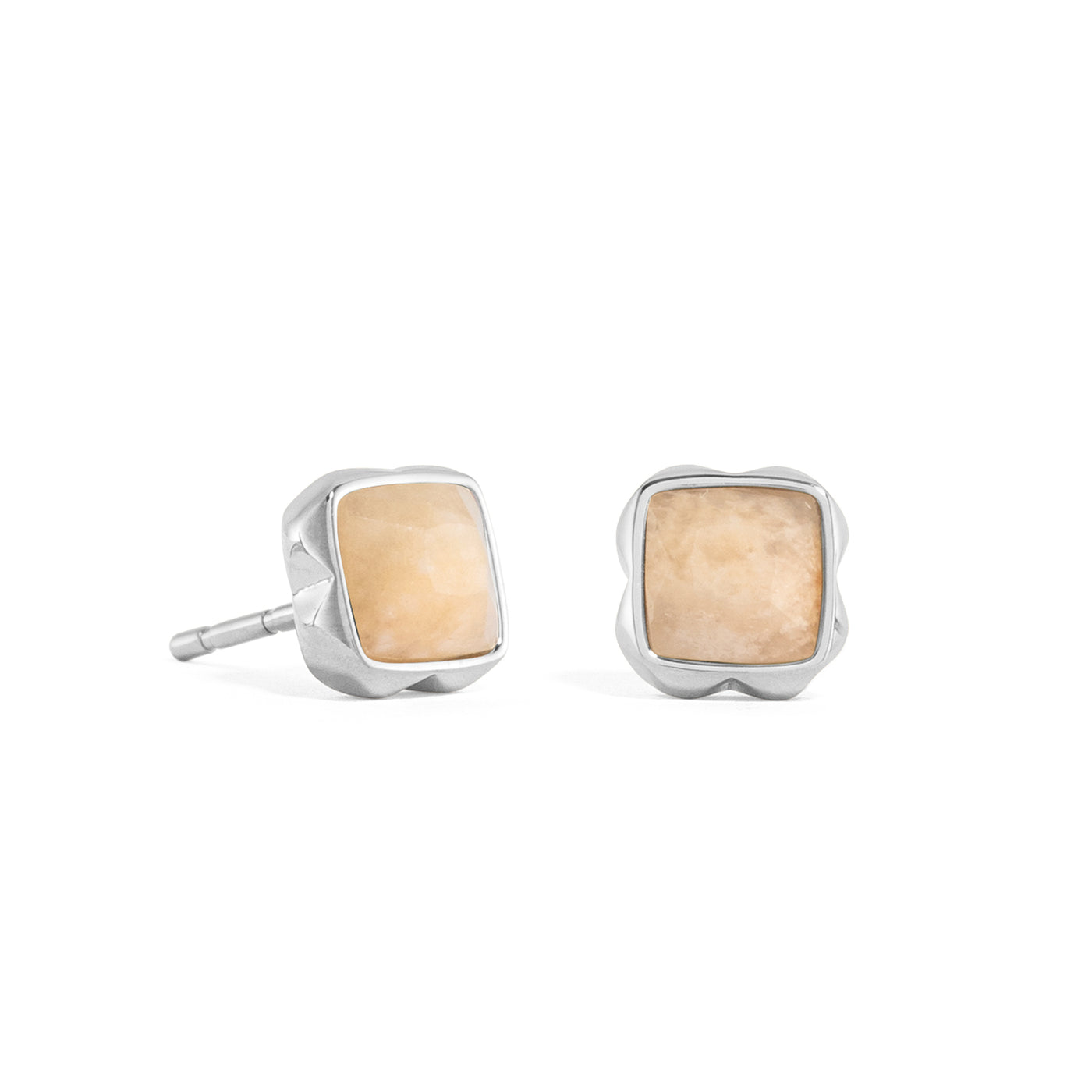 Coeur De Lion June Birthstone Cream Jade Stud Earrings