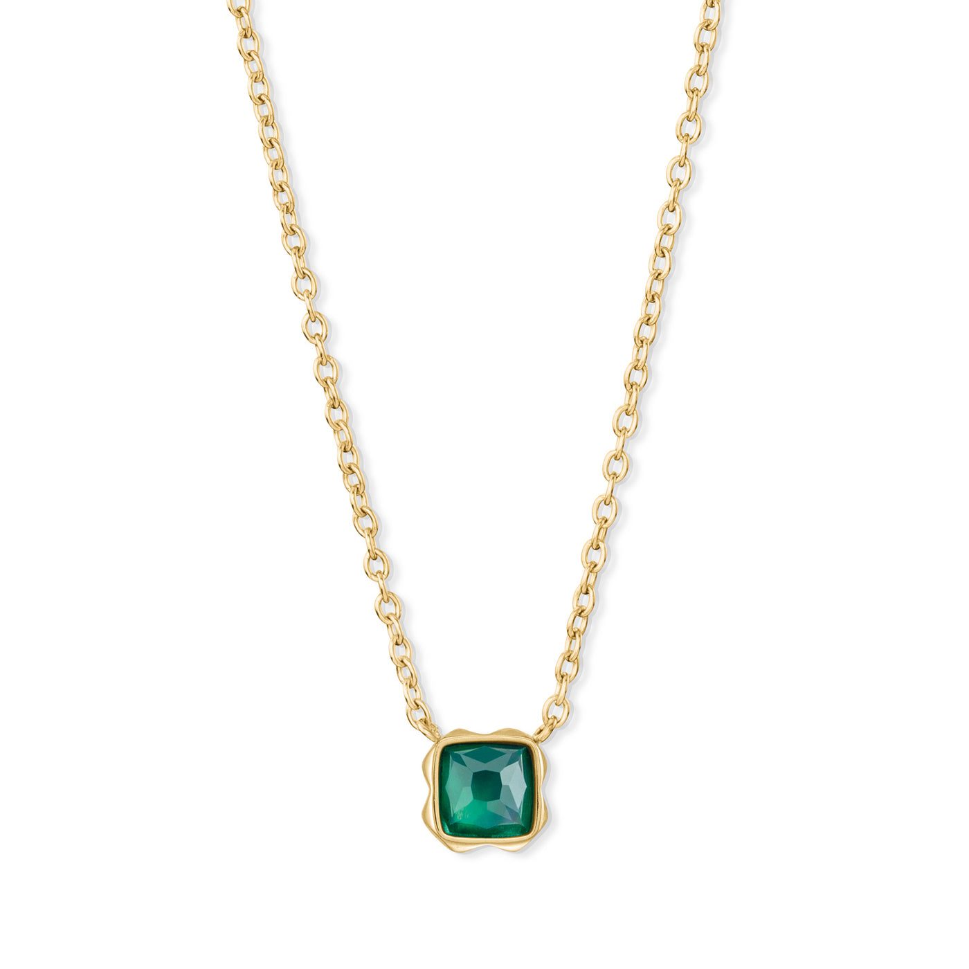 Coeur De Lion Gold May Birthstone Green Agate Necklace