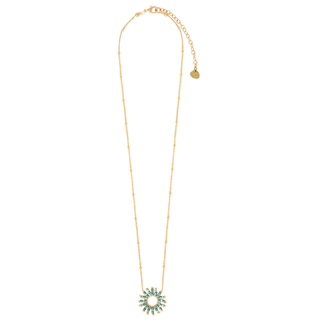 Mishky Fringe Sun Green Gold Small Necklace