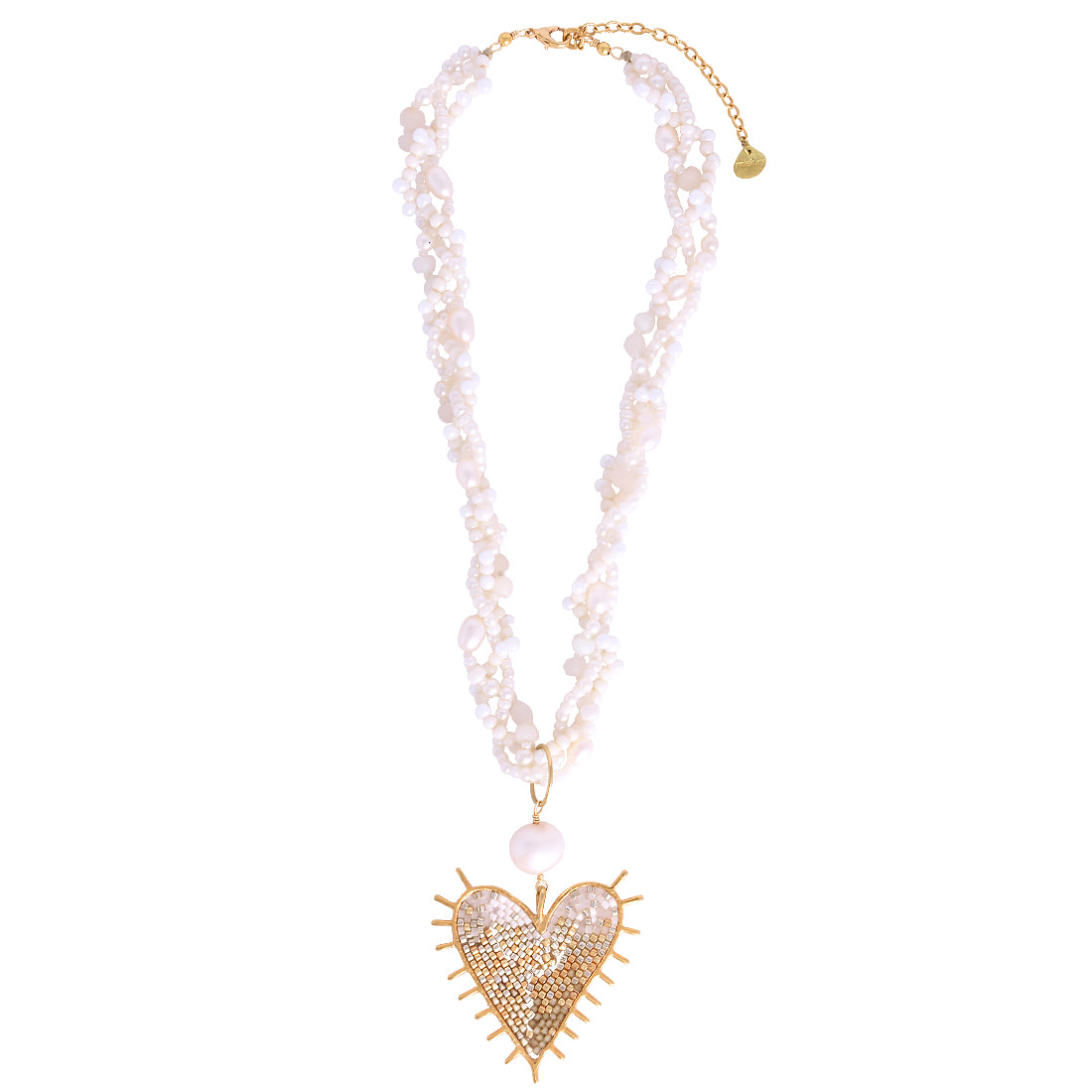Mishky Gold Pearl Heart Beaded Necklace