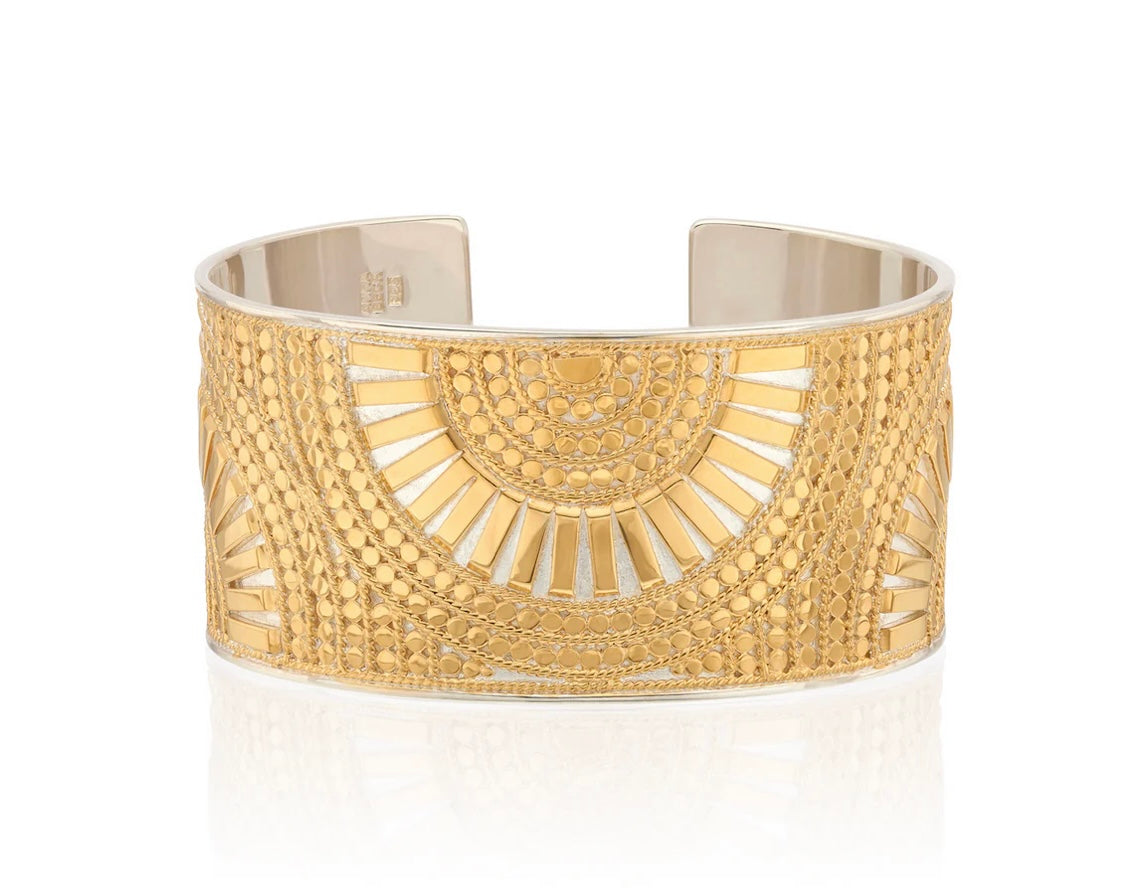 Anna Beck 18ct Gold Vermeil Silver Classic Mosaic Cuff Bangle