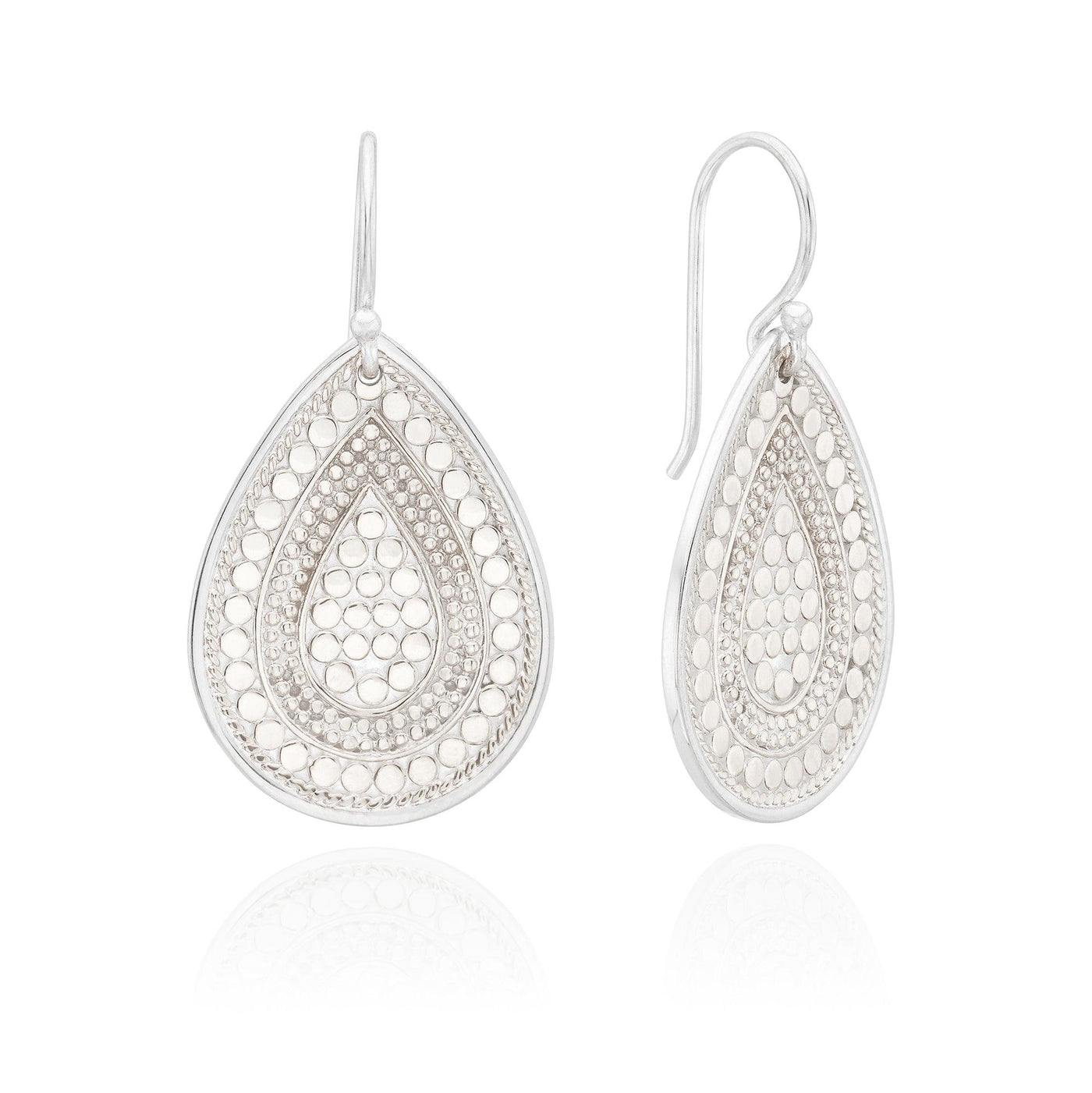 Anna Beck Silver Contrast Dotted Teardrop Earrings - Rococo Jewellery