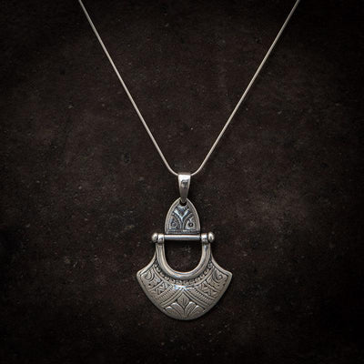 Silver Engraved Tuareg Hinged Pendant Necklace - Rococo Jewellery