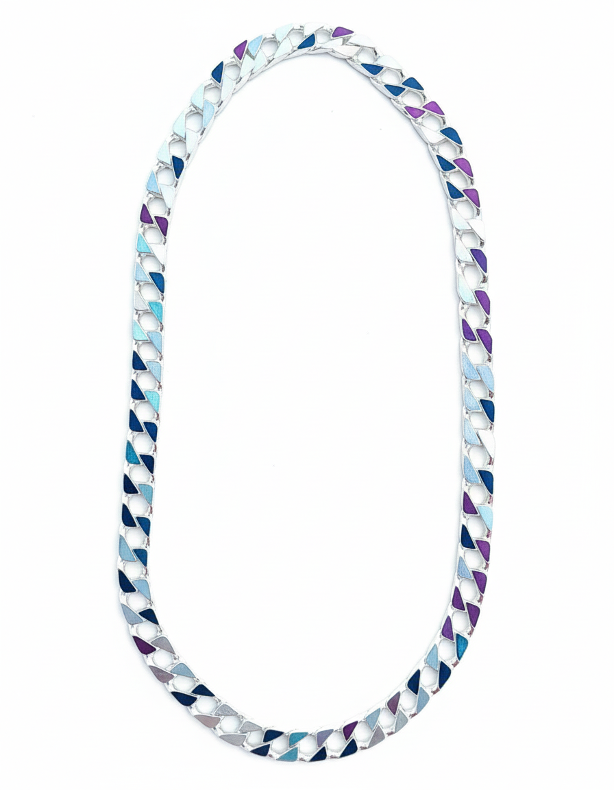 51cm Square Curb Chain Necklace - Sterling Silver