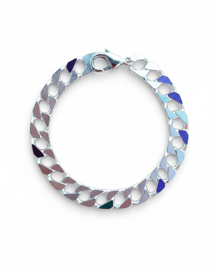 21cm Square Curb Chain Bracelet - Sterling Silver