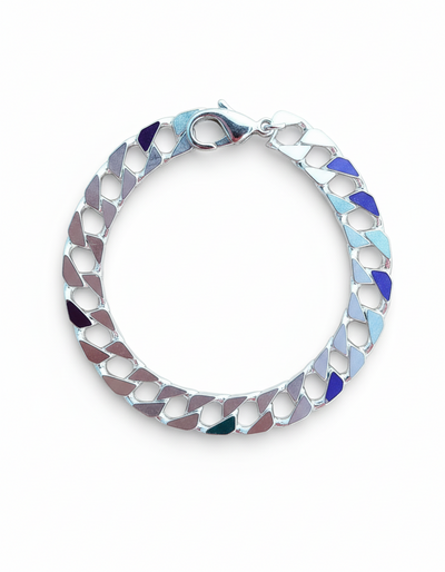 21cm Square Curb Chain Bracelet - Sterling Silver