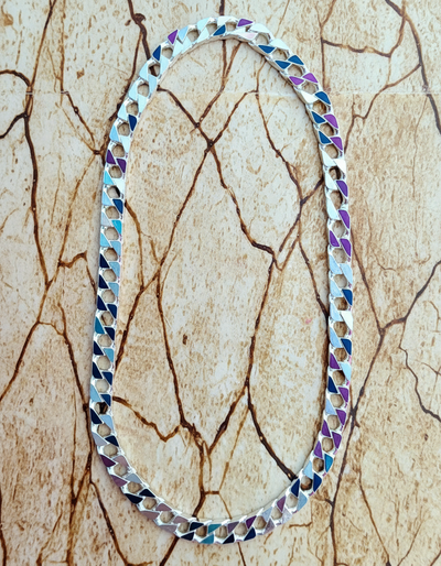 51cm Square Curb Chain Necklace - Sterling Silver