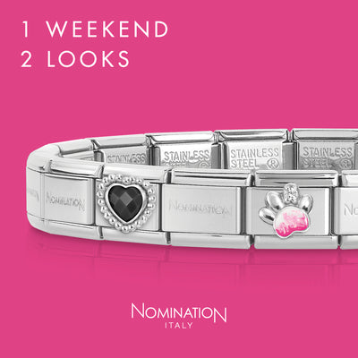 Nomination Silver Enamel Cubic Zirconia Raised Paw Print Charm