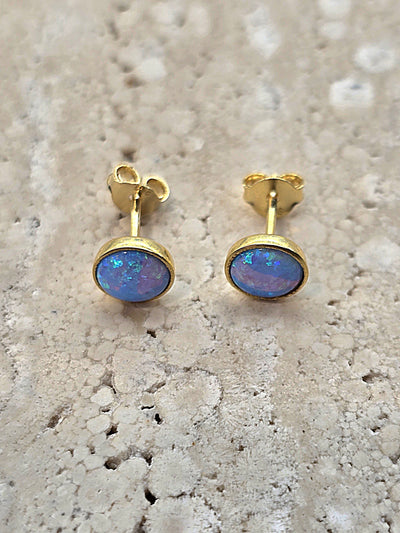 Yaron Morhaim 14ct Goldfil Round Opal Stud Earrings