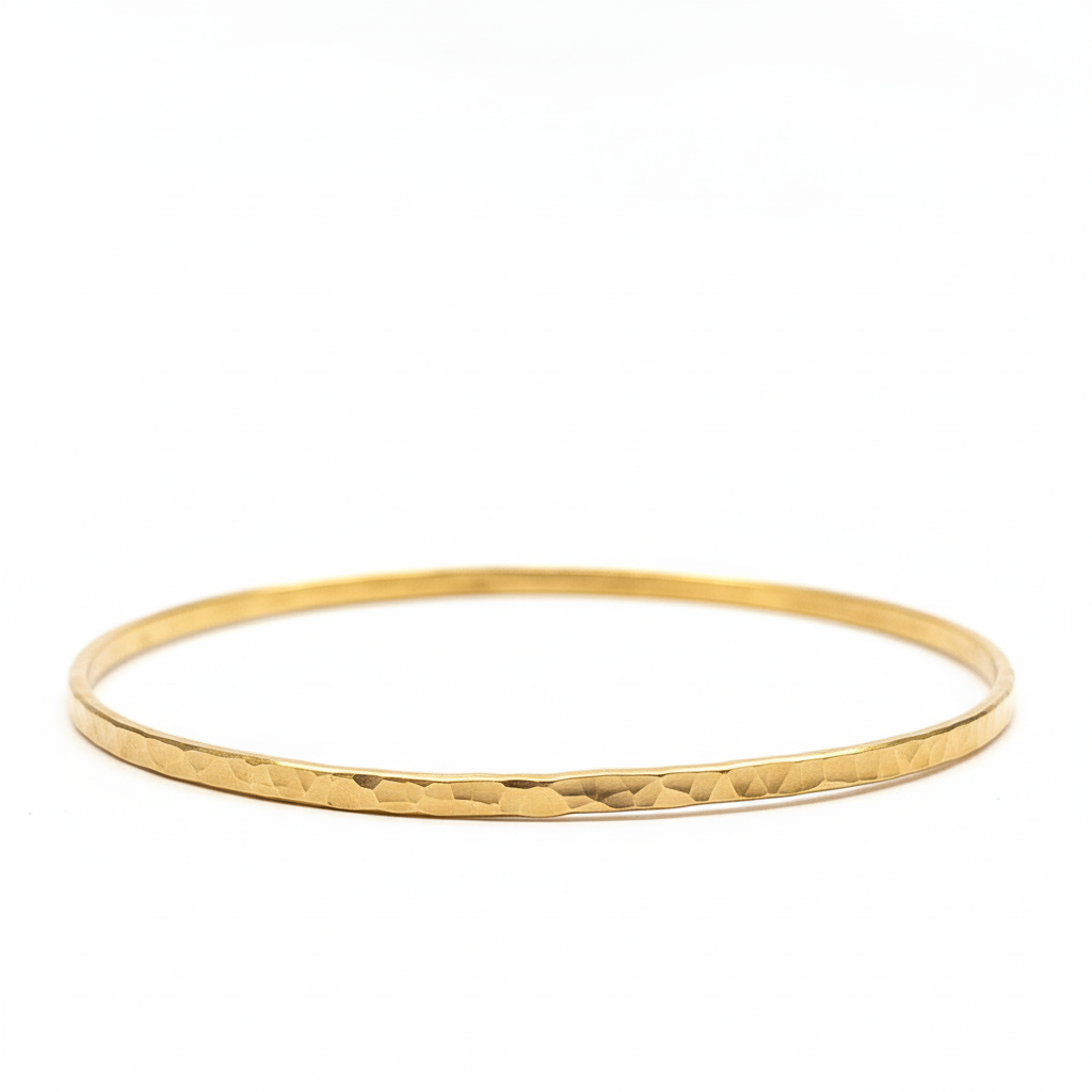 Yaron Morhaim Slim Gold Hammered Bangle - 14ct Rolled Gold