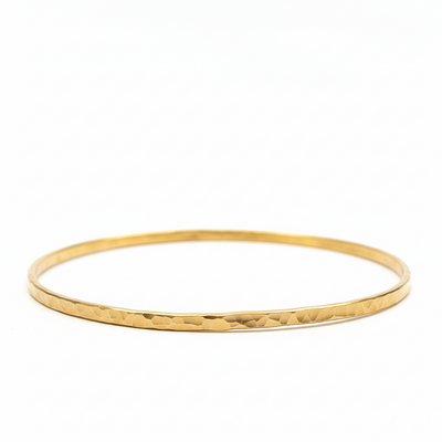 Yaron Morhaim Slim Gold Hammered Bangle - 14ct Rolled Gold