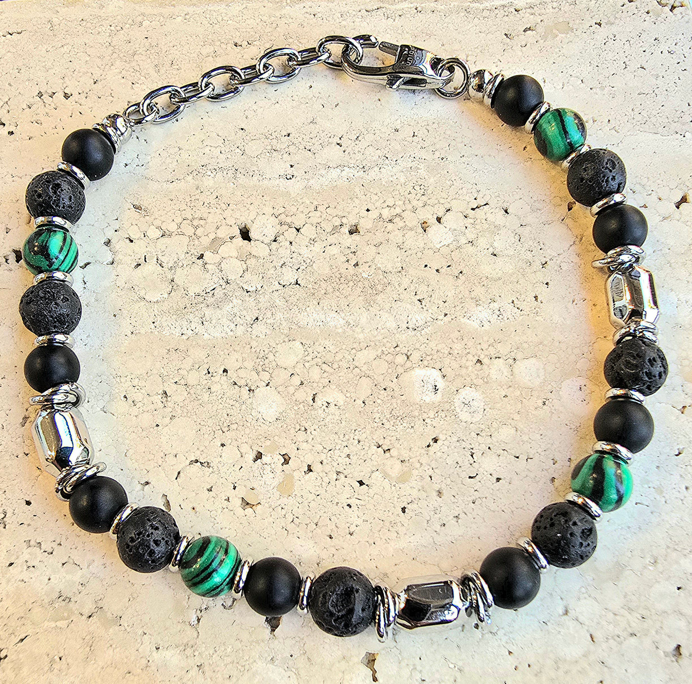 Unique & Co Stainless Steel Multi-Stone Bead Bracelet