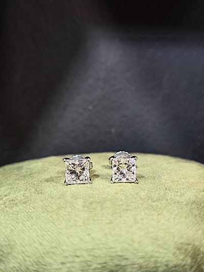 Platinum 2.06ct Solitaire Lab Grown Diamond Stud Earrings