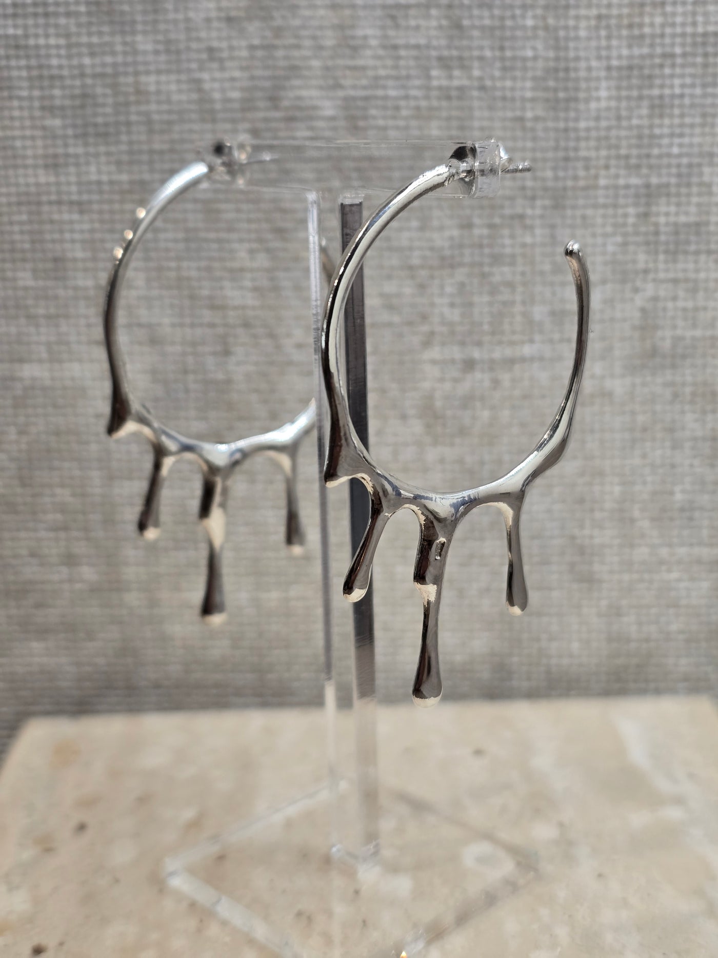 Sterling Silver Dripping Hoop Earrings