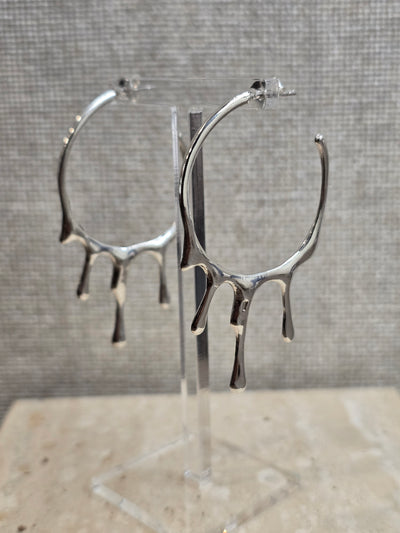 Sterling Silver Dripping Hoop Earrings