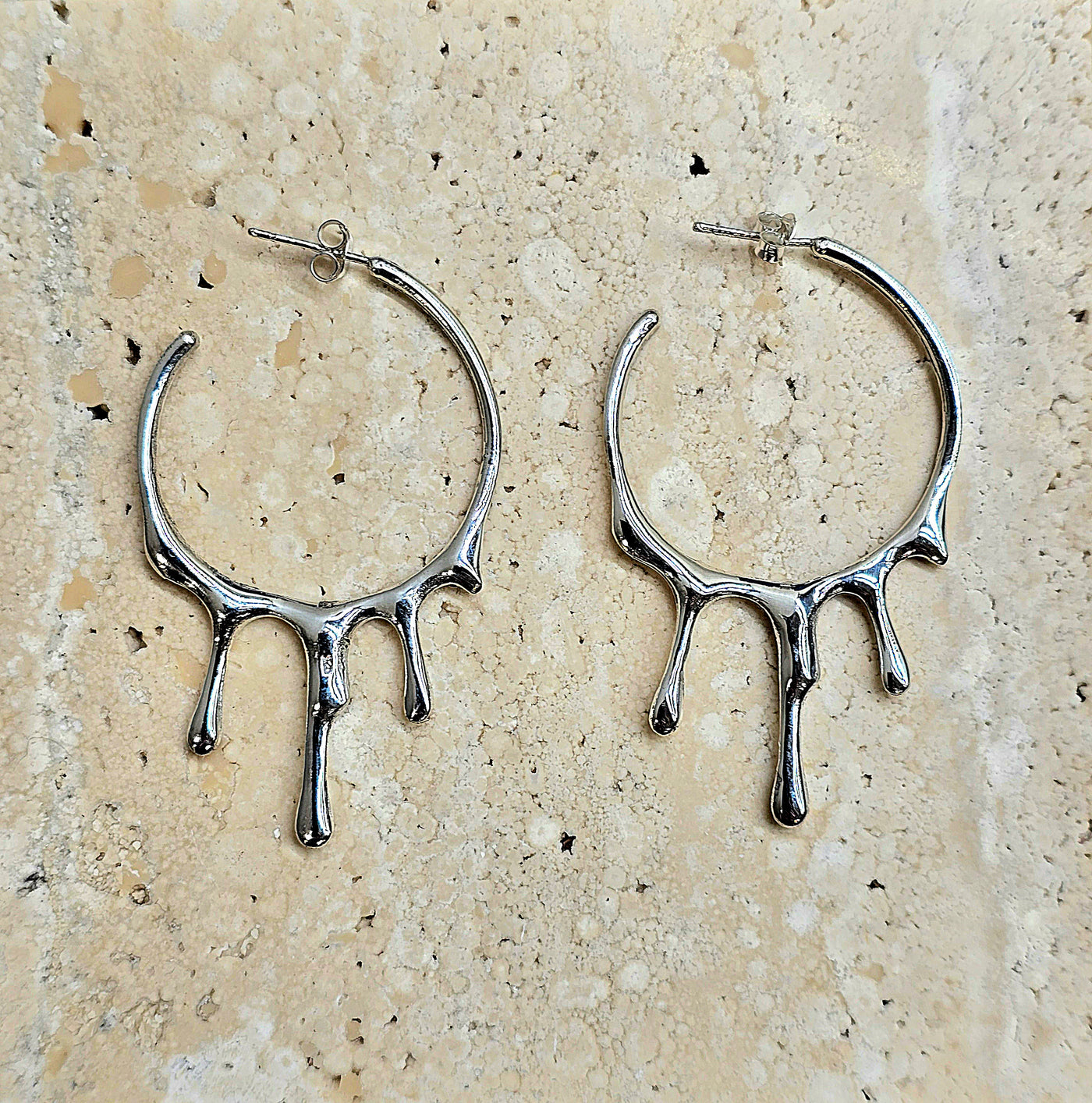 Sterling Silver Dripping Hoop Earrings