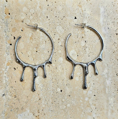 Sterling Silver Dripping Hoop Earrings