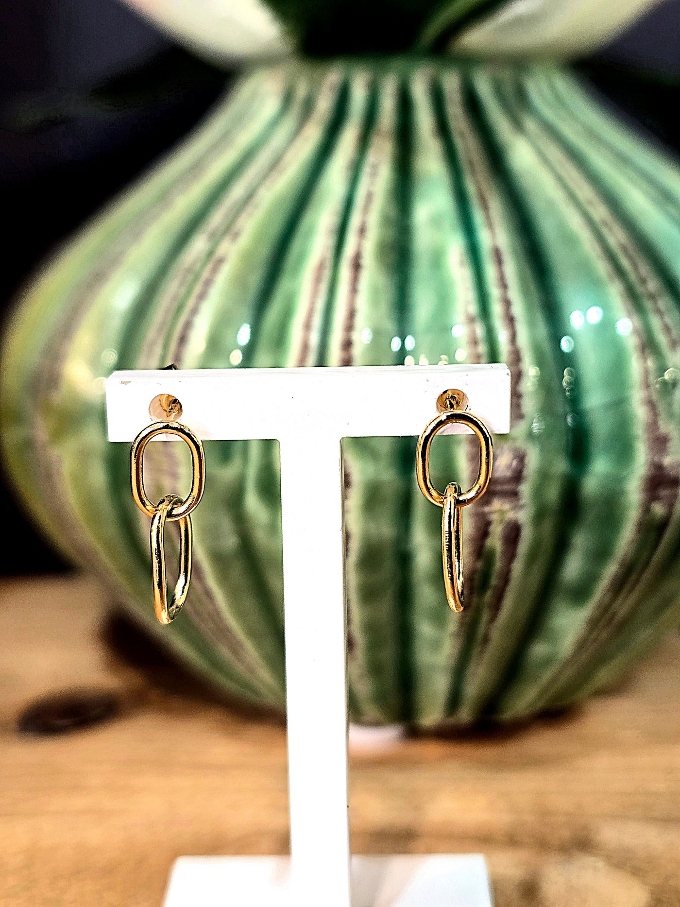 9ct Yellow Gold Oblong Drop Earrings