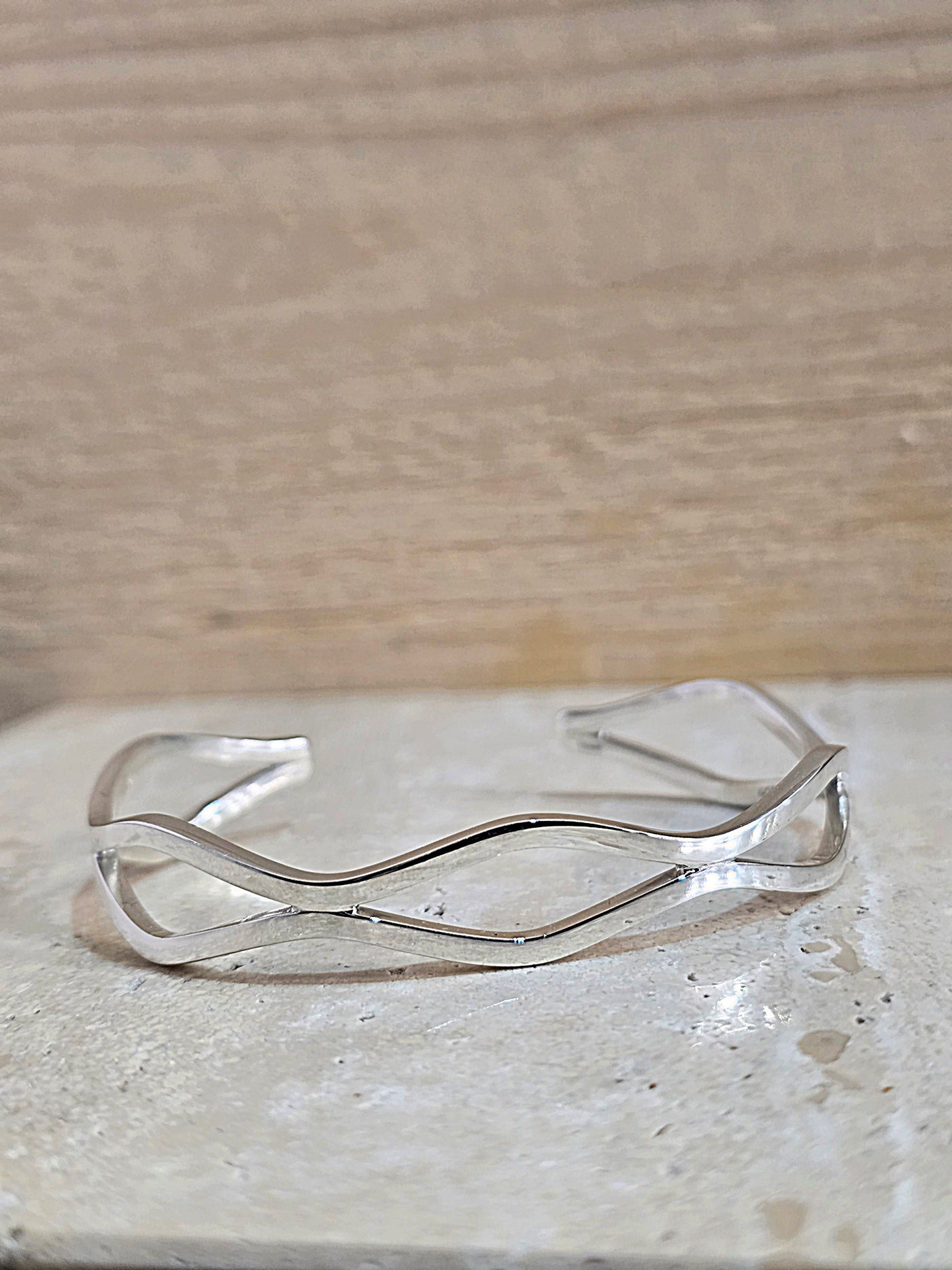 Sterling Silver Open Diamond Shaped Cuff Bangle