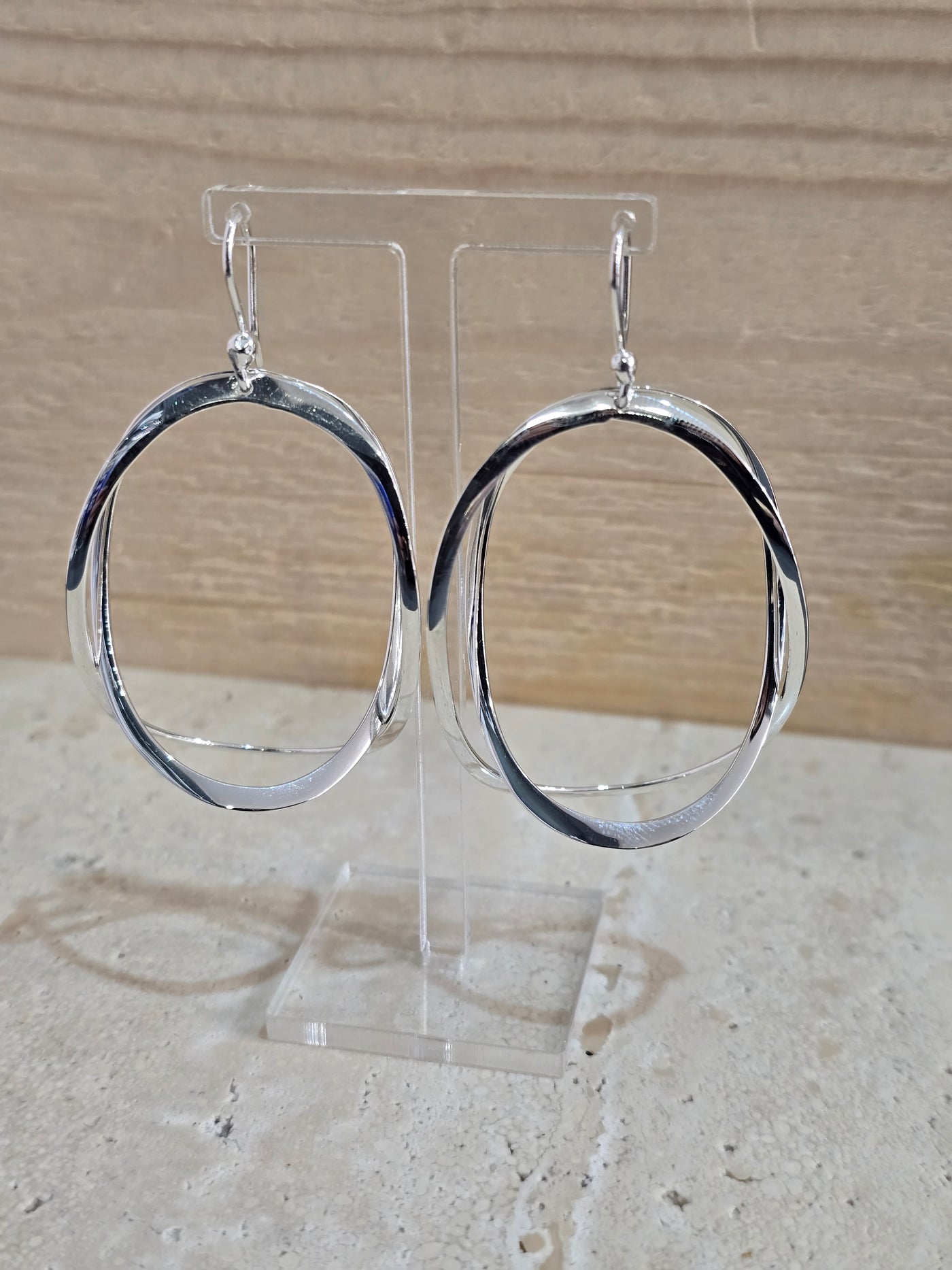 Sterling Silver Elliptical Drop Earrings