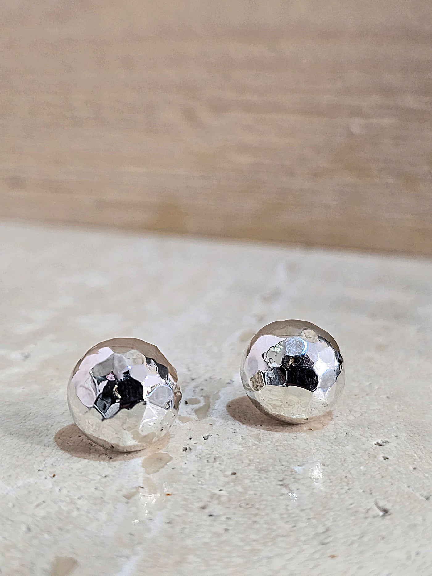 Sterling Silver Hammered Half-Ball Stud Earrings