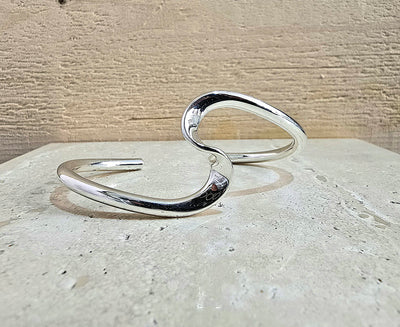 Sterling Silver Sculpted Cuff Bangle