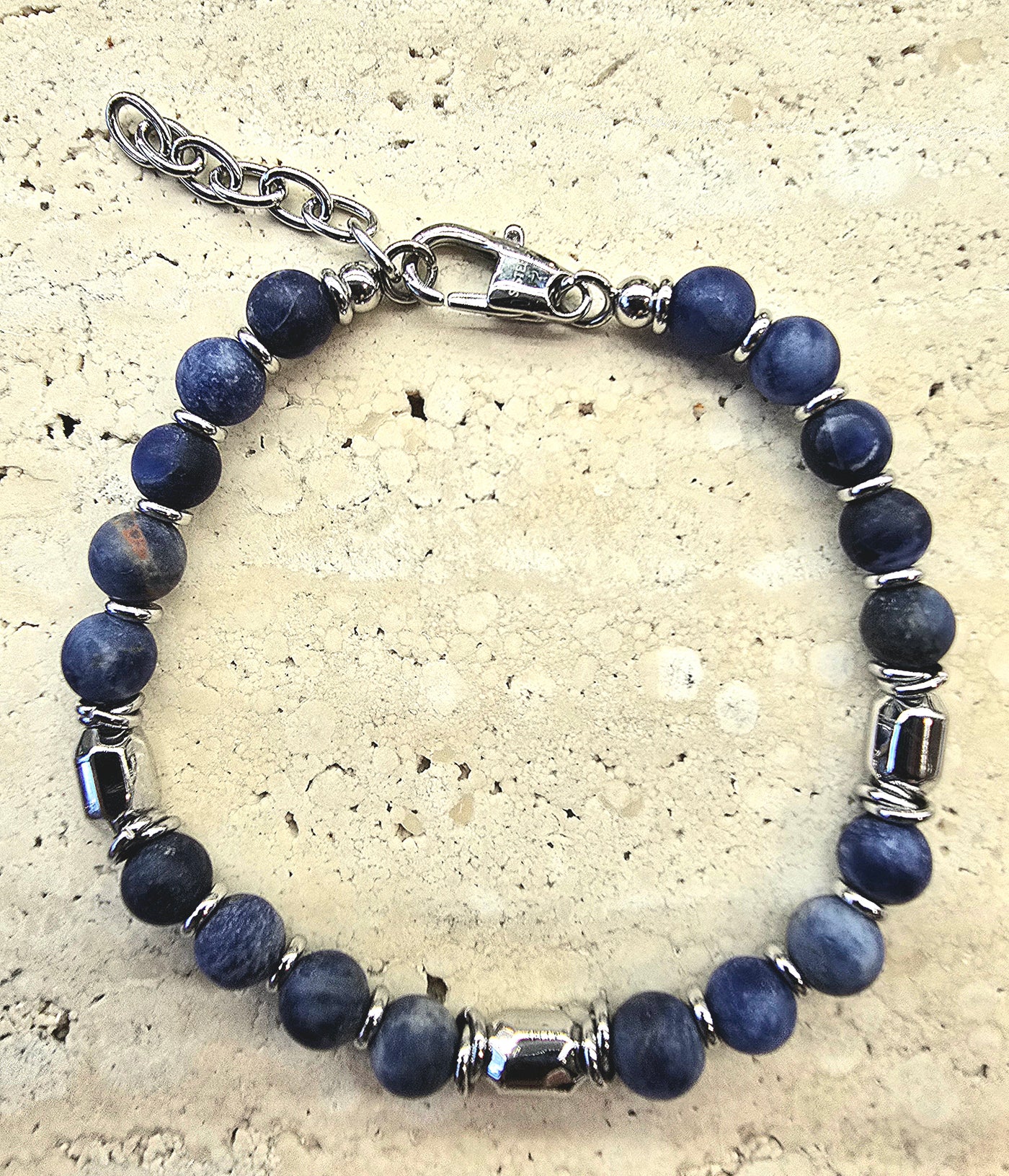 Unique & Co Stainless Steel and Lapis Lazuli Bracelet