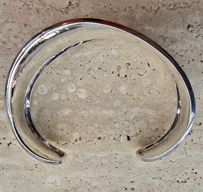 Sterling Silver Hammered Concave Cuff Bangle