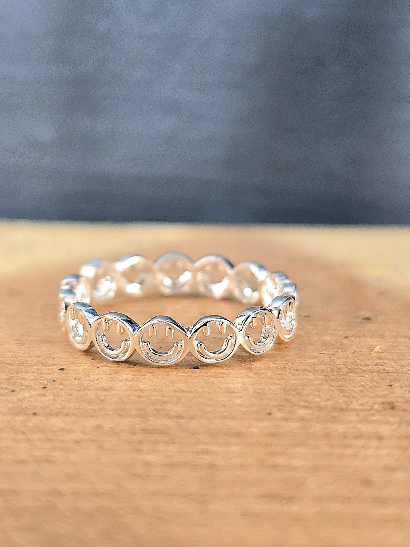 Sterling Silver Linked Smiley Face Ring