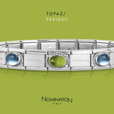 Nomination Classic Silver and Oval Blue Topaz Link Charm