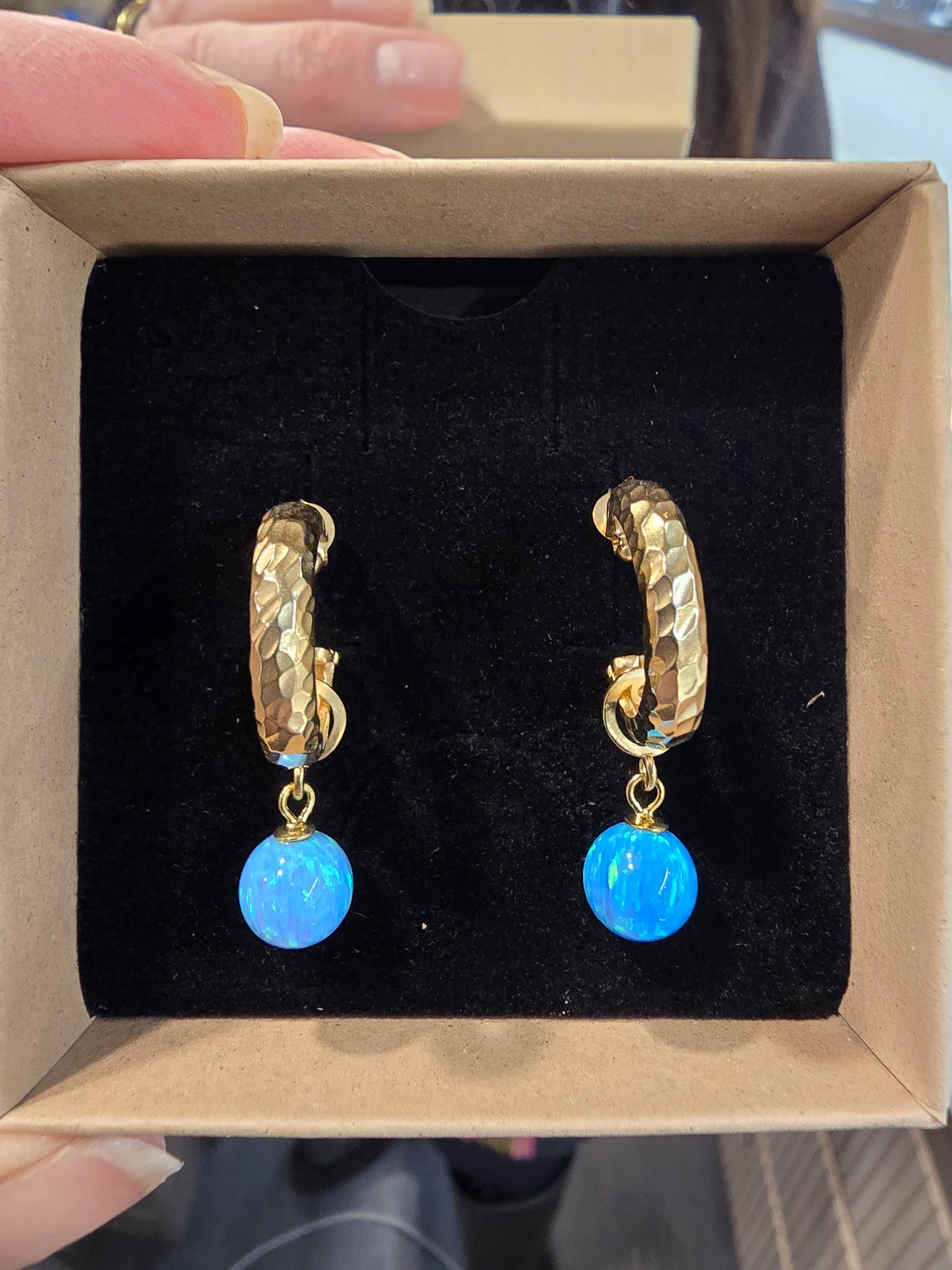 Yaron Morhaim Gold Opal Hoop Earrings