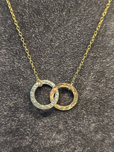 Yaron Morhaim Gold & Silver Entwined Discs Necklace