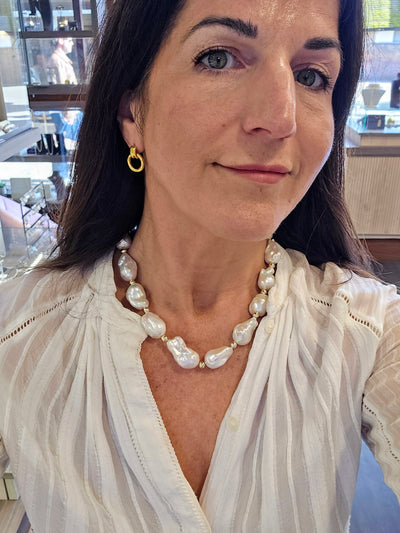 Yaron Morhaim Goldfill Spellbinder Baroque Pearl Necklace