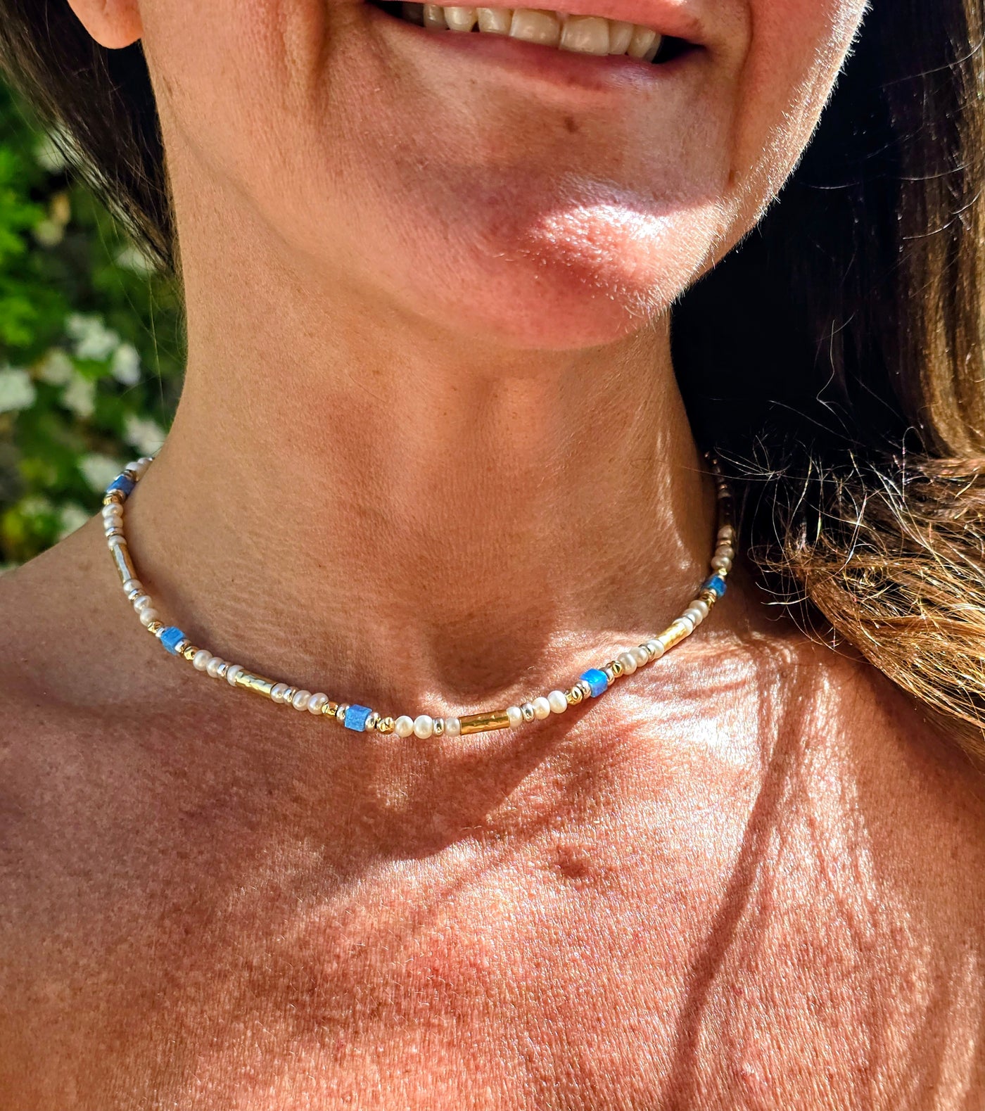 Yaron Morhaim Gold Pearl and Opal Necklace