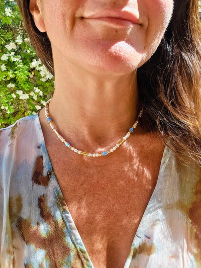 Yaron Morhaim Gold Pearl and Opal Necklace
