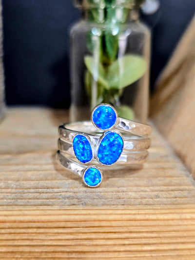 Dark Blue Opal Ring - Sterling Silver
