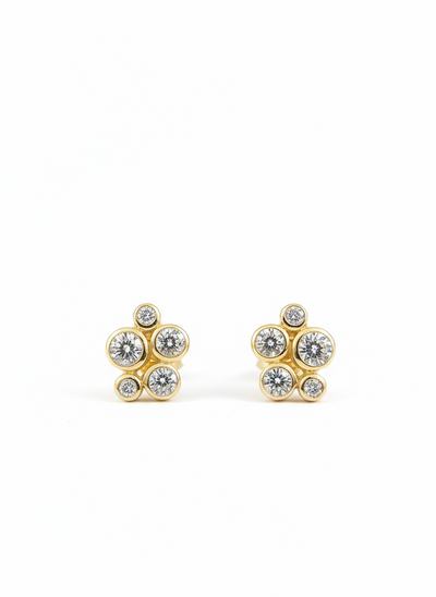 9ct Yellow Gold Lab Grown Diamond Cluster Stud Earrings