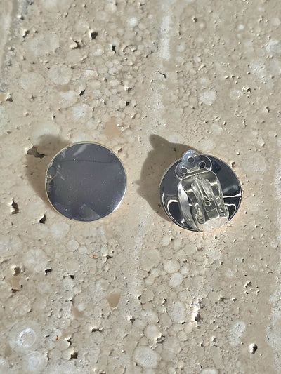 Sterling Silver Button Clip Earrings