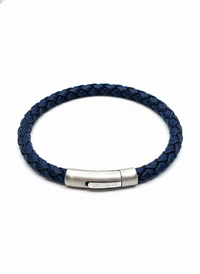 Unique & Co Steel Royal Blue Leather Bracelet